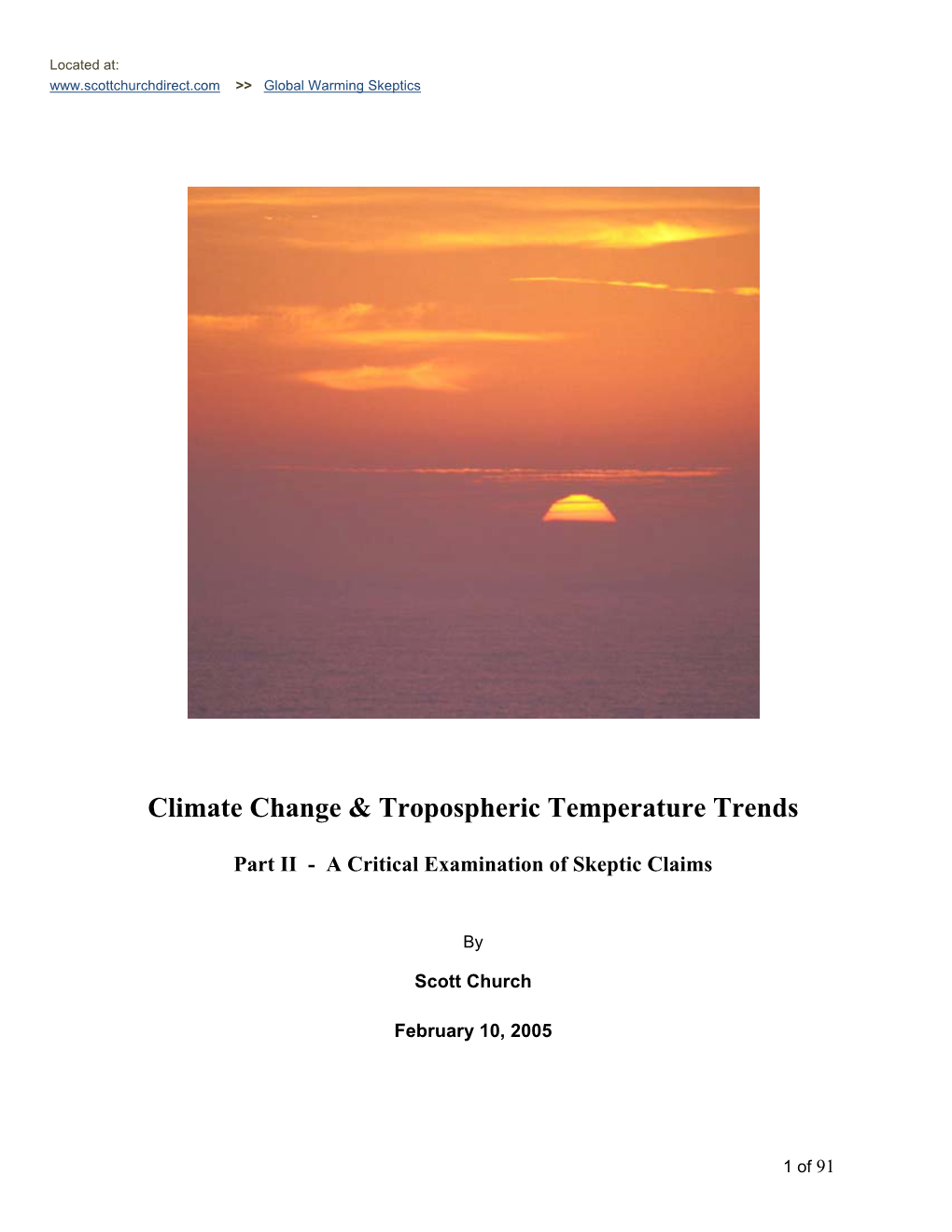 Climate Change & Tropospheric Temperature Trends
