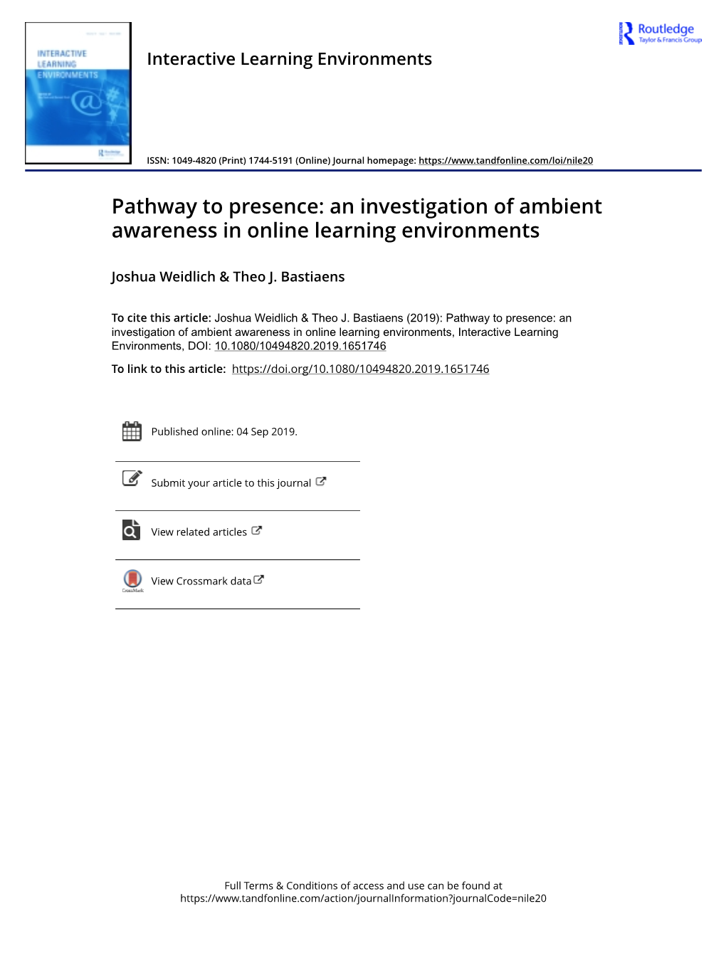 An Investigation of Ambient Awareness in Online Learning Environments