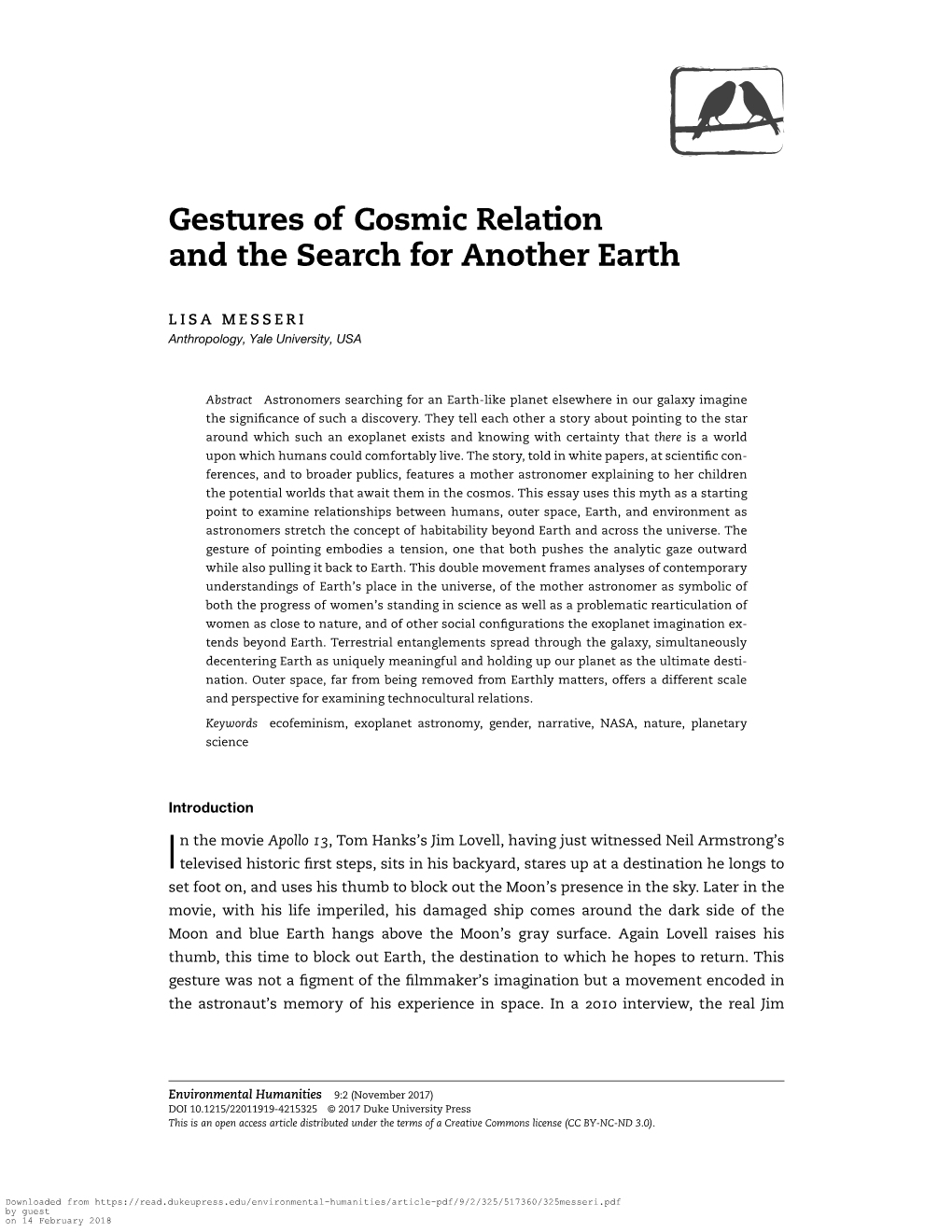 Gestures of Cosmic Relation and the Search for Another Earth