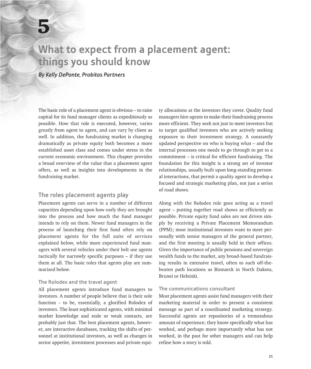 What to Expect from a Placement Agent: Things You Should Know by Kelly Deponte, Probitas Partners
