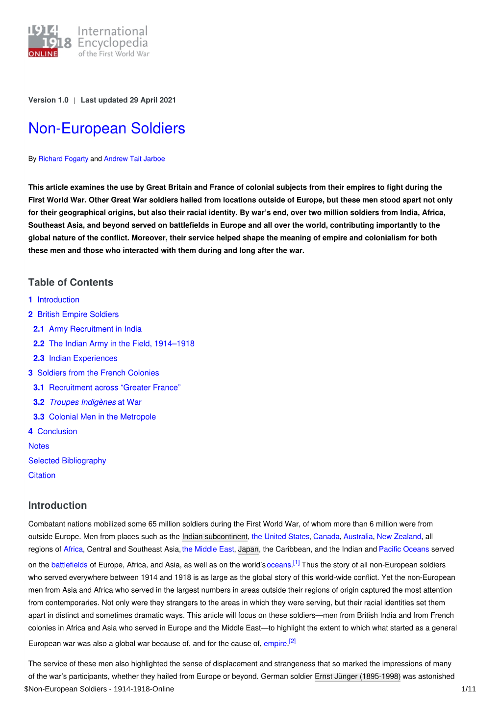 Non-European Soldiers | International Encyclopedia of the First World War