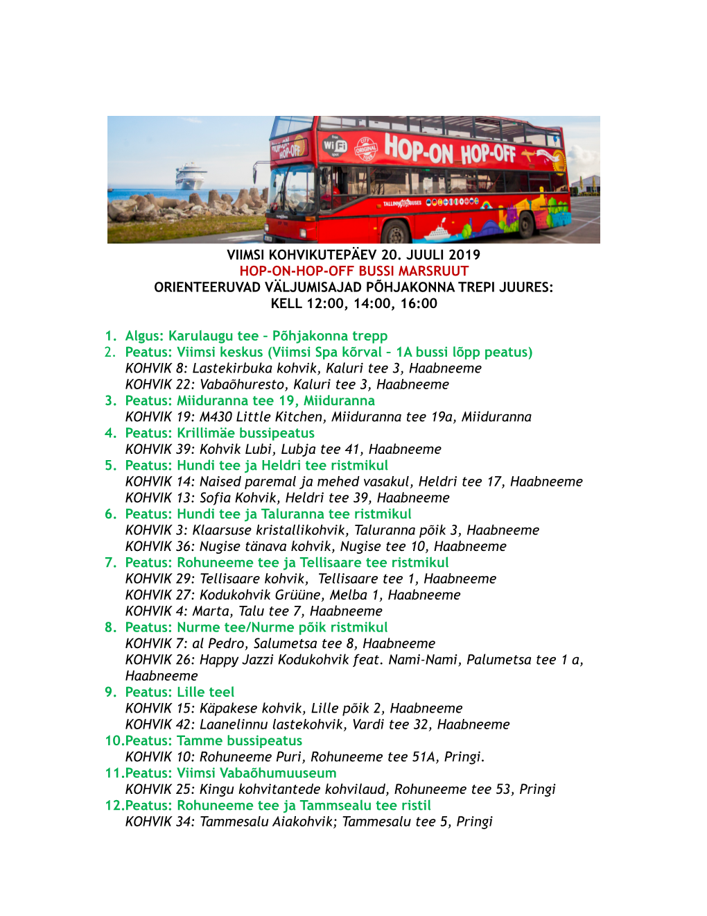 Bussi Peatused Juuli 2019