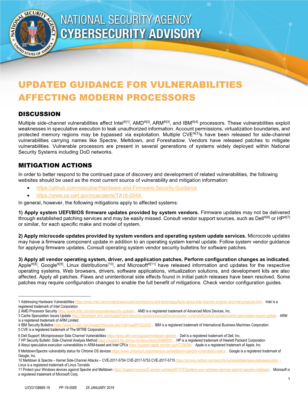 Updated Guidance for Vulnerabilities Affecting Modern Processors