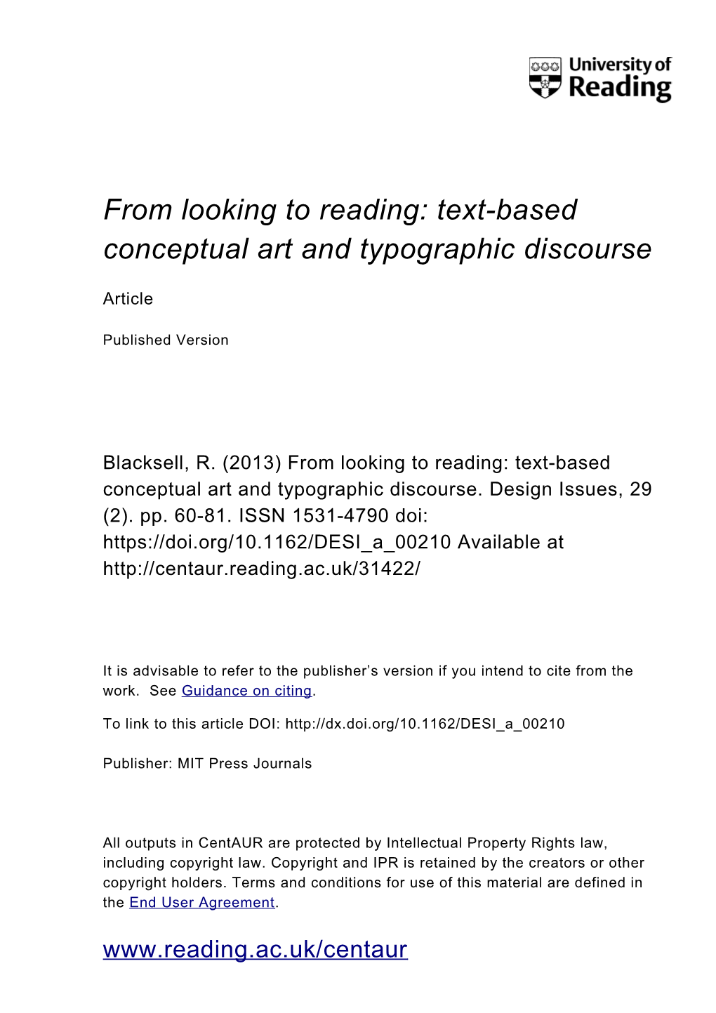 Text-Based Conceptual Art and Typographic Discourse