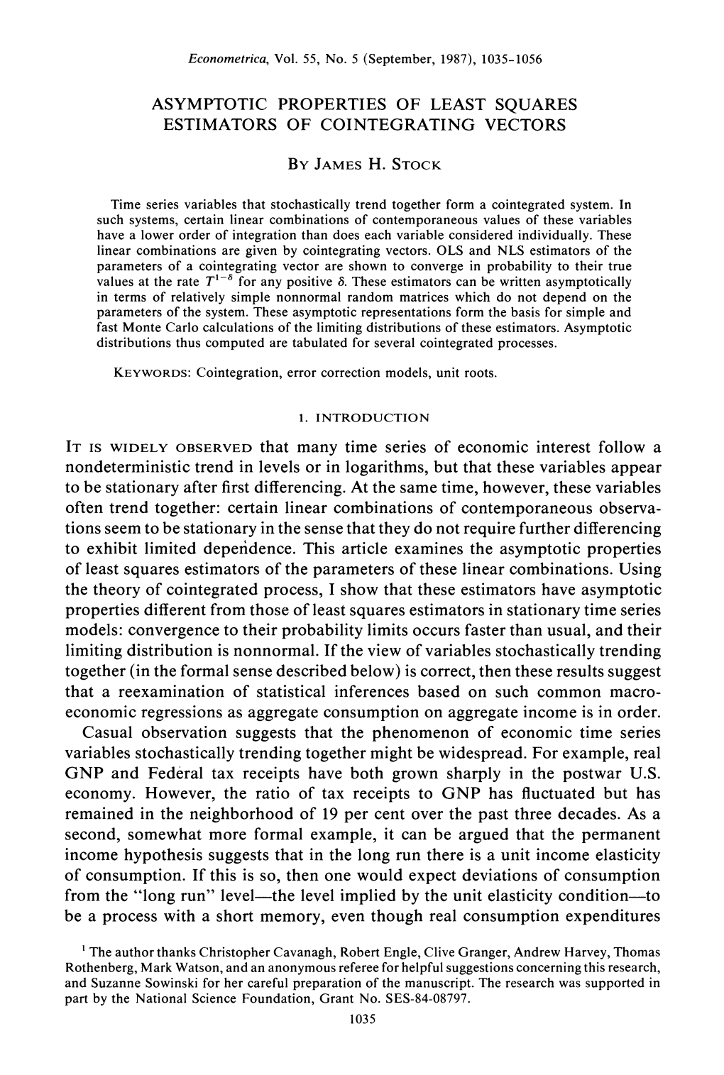 Asymptotic Properties of Least Squares Estimators of Cointegrating Vectors