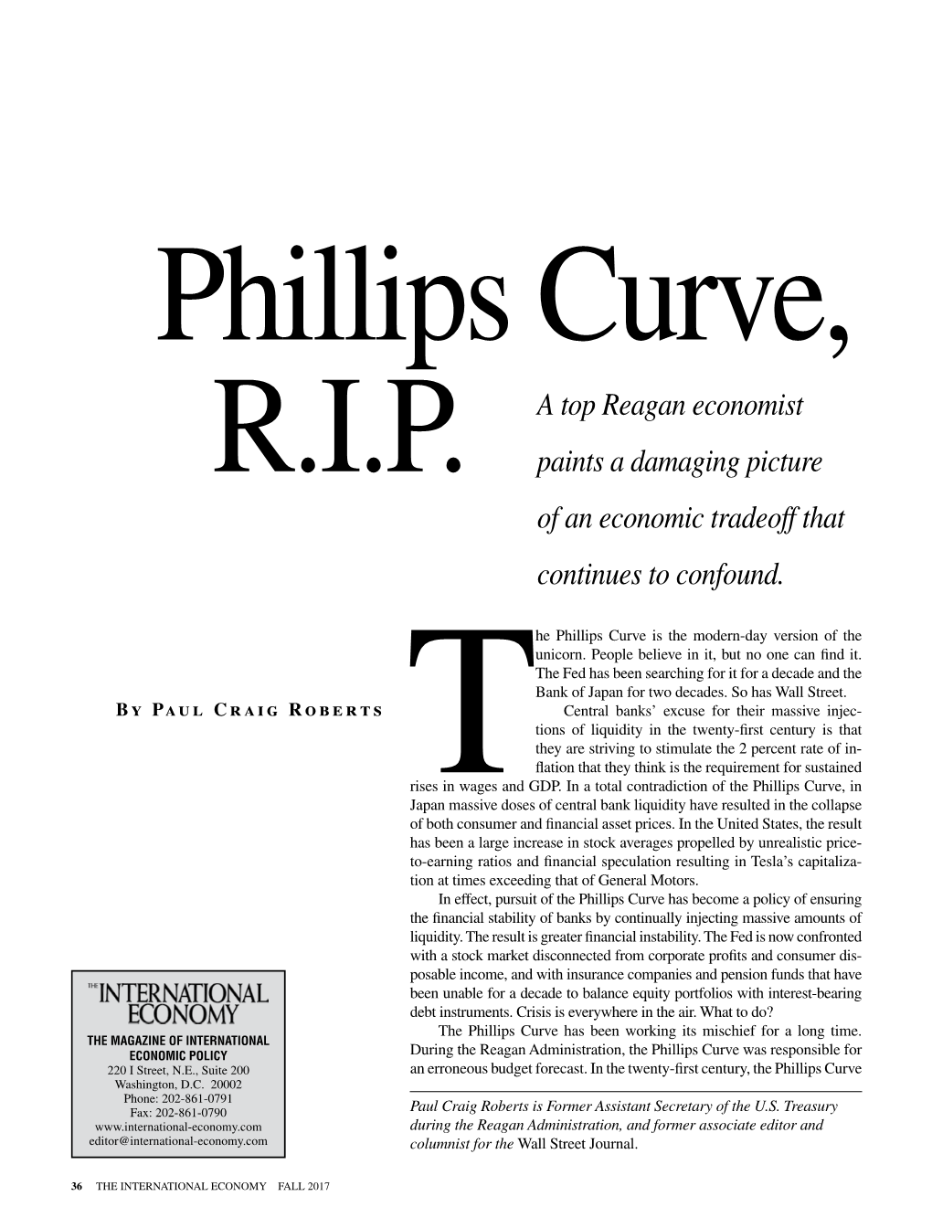 Phillips Curve, R.I.P