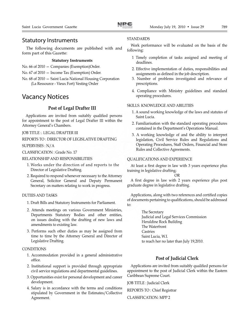 Vacancy Notices Operating Procedures