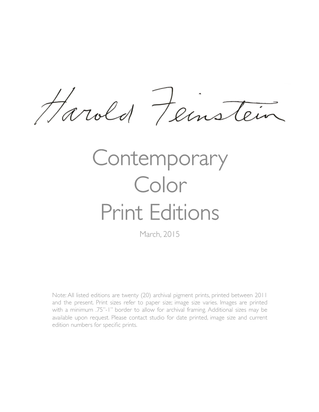 Contemporary Color Print Editions