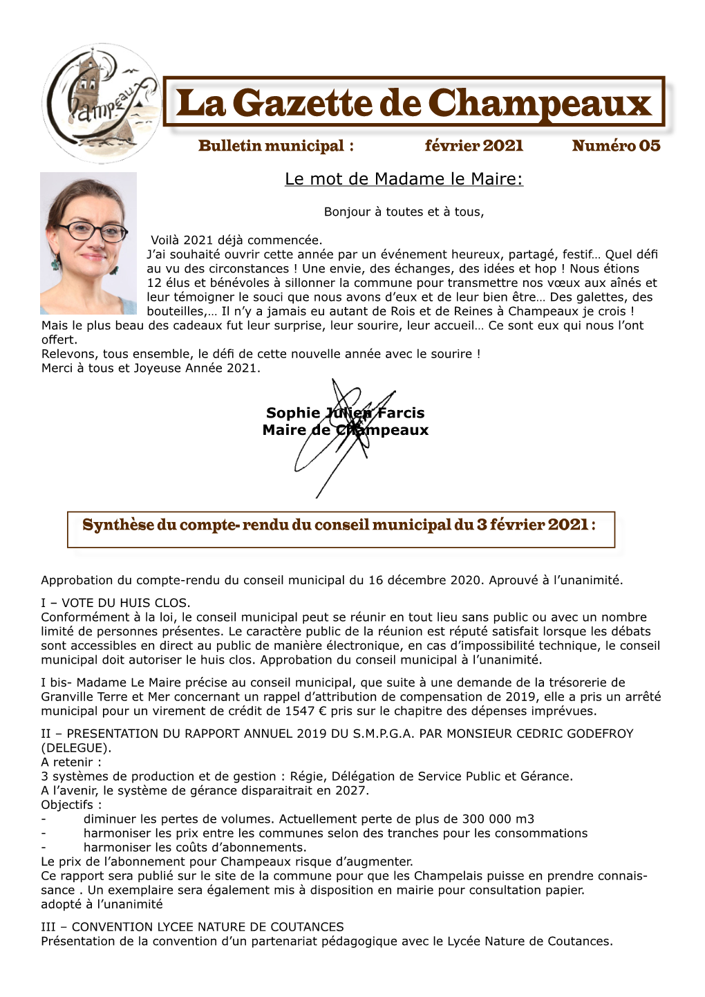 La Gazette De Champeaux Bulletin Municipal : Février 2021 Numéro 05