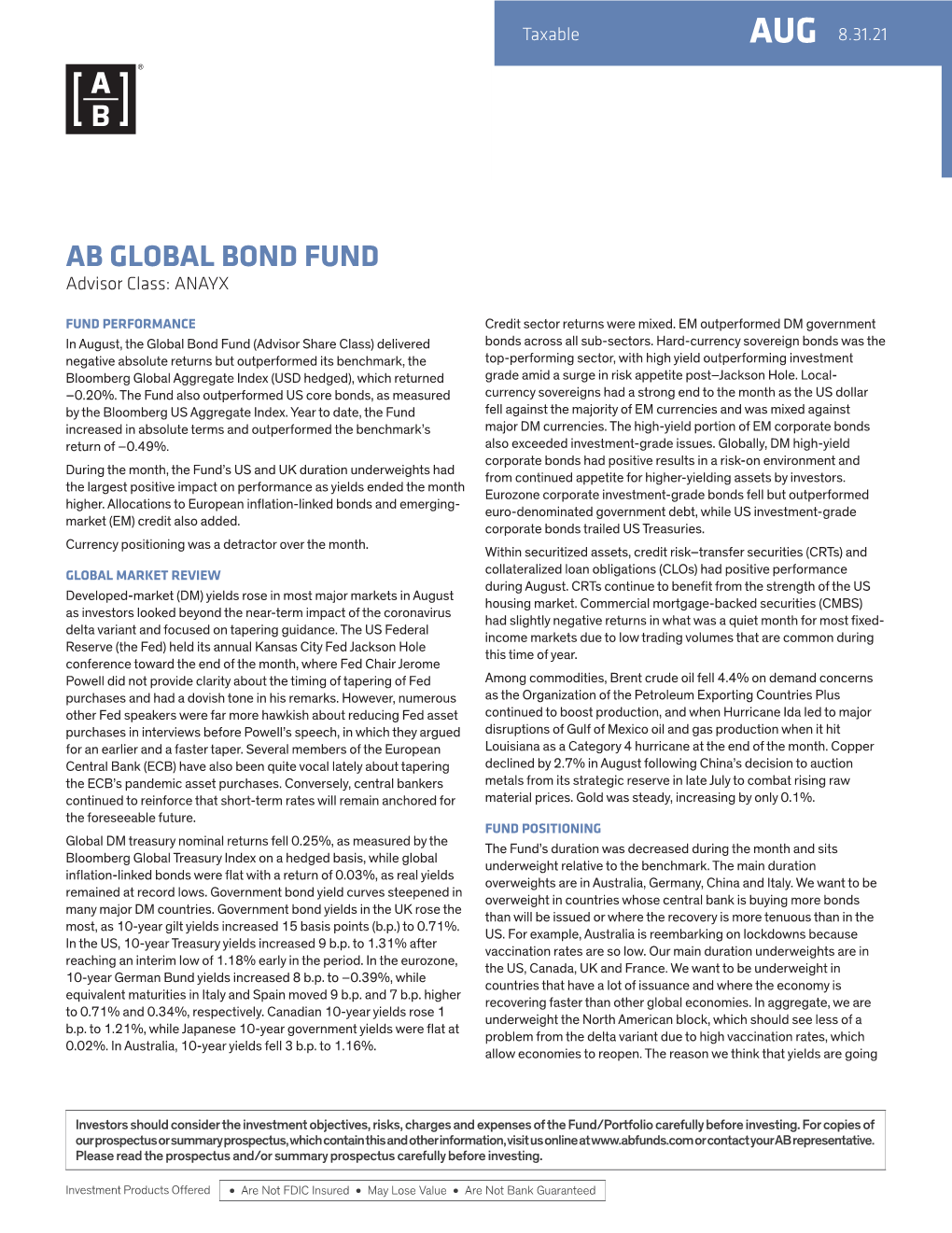 AB Global Bond Fund-PM Commentary-2Q21