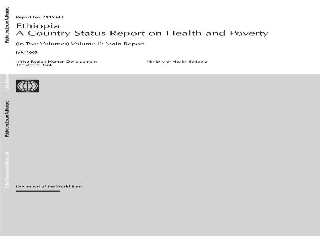 Ethiopia a Country Status Report on Health and Poverty