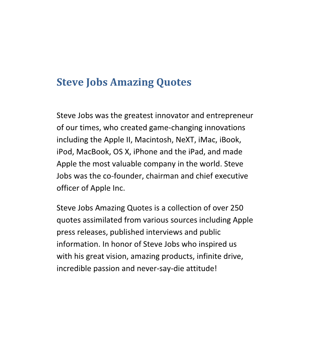 Steve Jobs Amazing Quotes