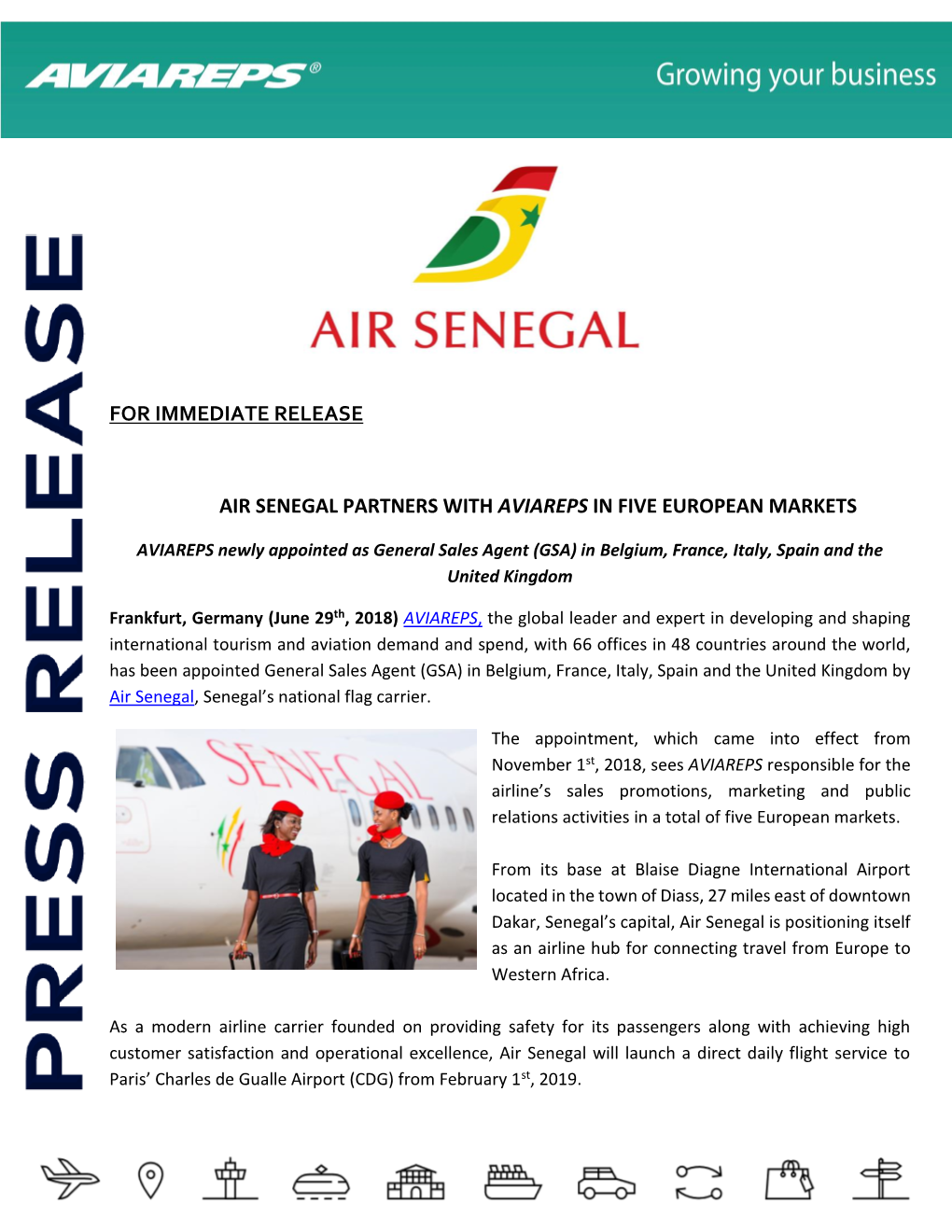 Press Releases, Please Send an E-Mail to Press@Aviareps.Com