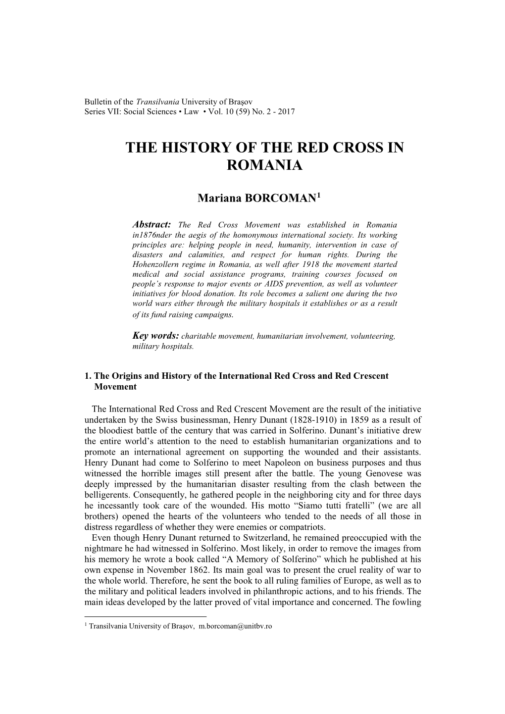 The History of the Red Cross in Romania