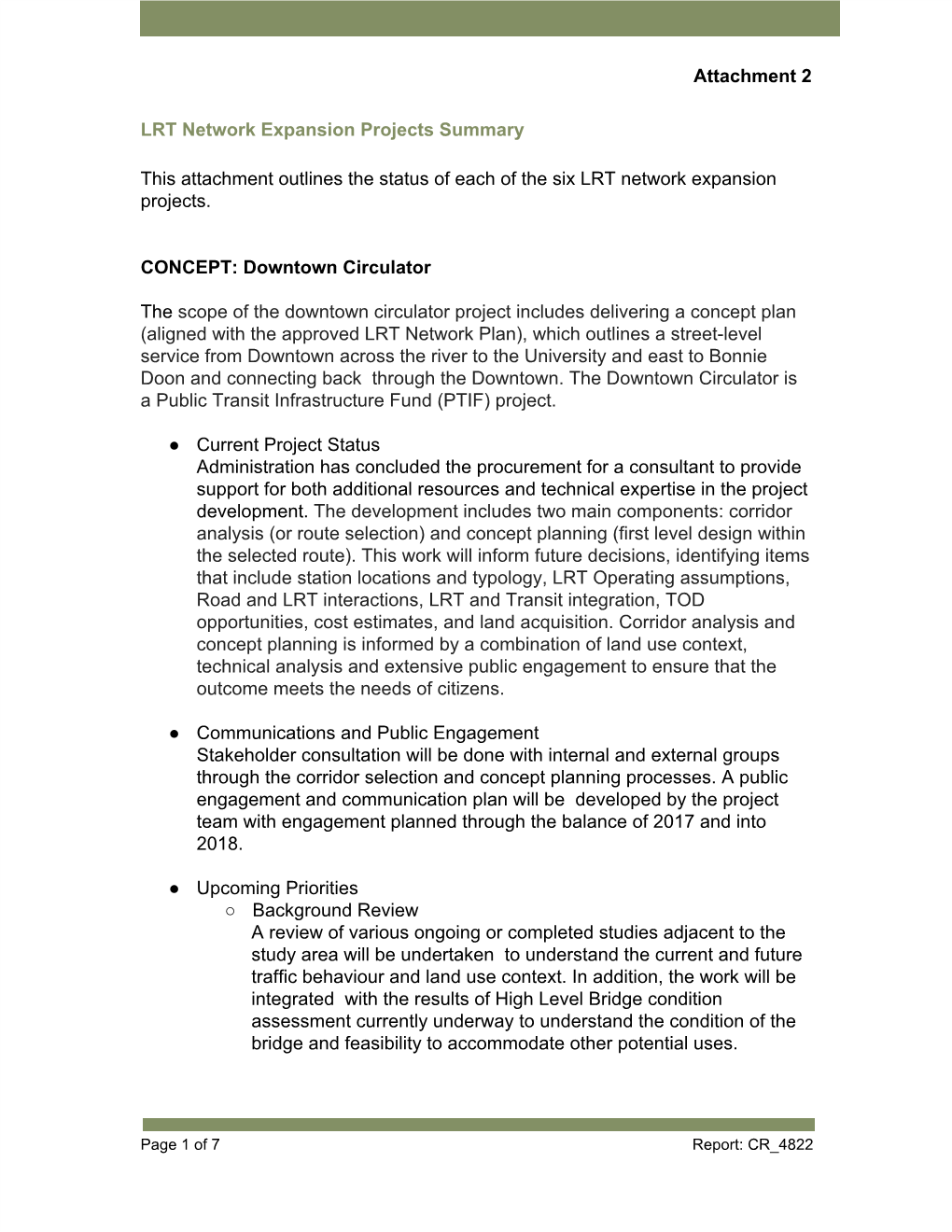 LRT Network Expansion Projects Summary