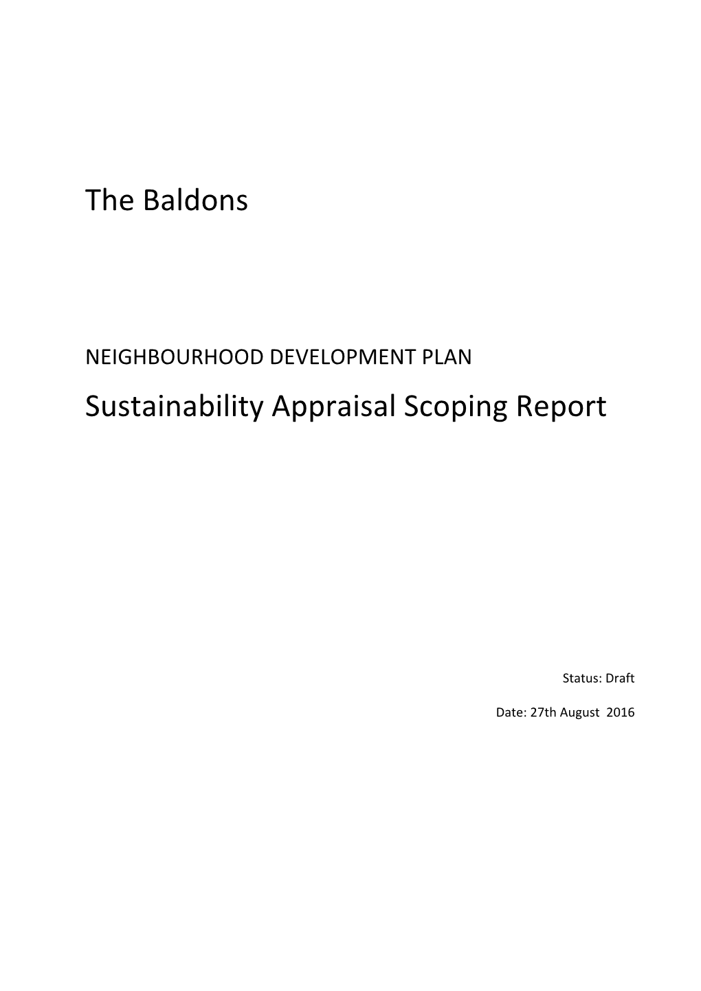 NEIGHBOURHOOD DEVELOPMENT PLAN Sustainability Appraisal Scoping Report