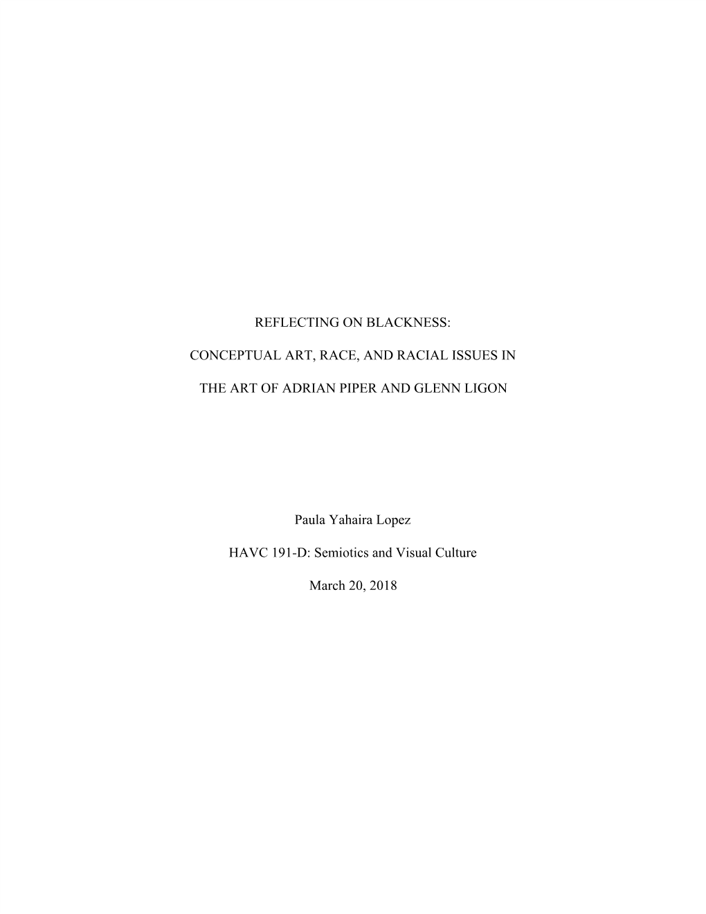 Conceptual Art, Race, and Racial Issues in the Art Of