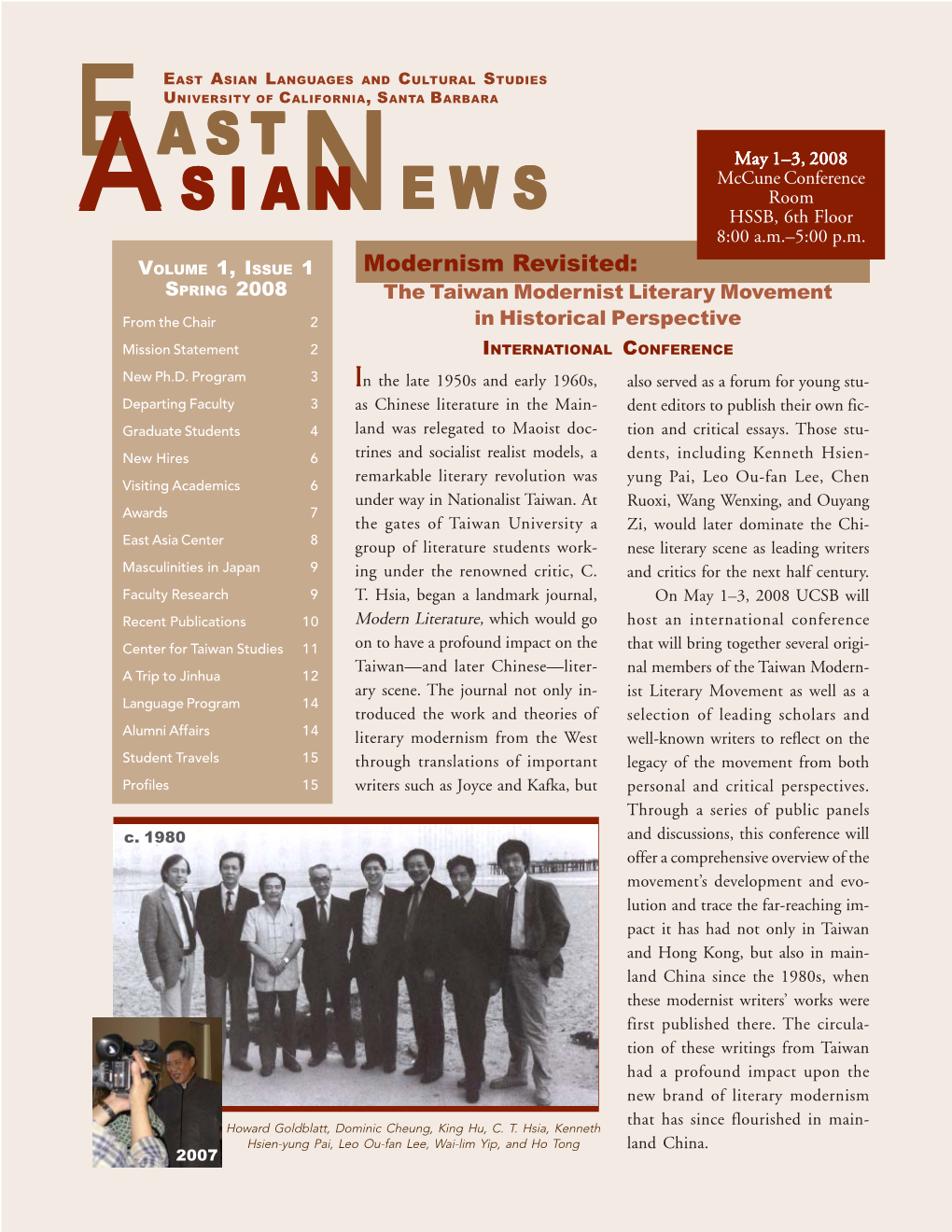 EALCS Newsletter – Issue 1 (Spring 2008)