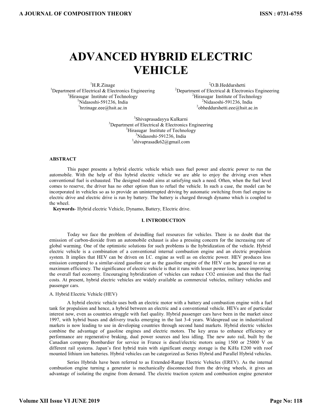 Advanced Hybrid Electric Vehicle