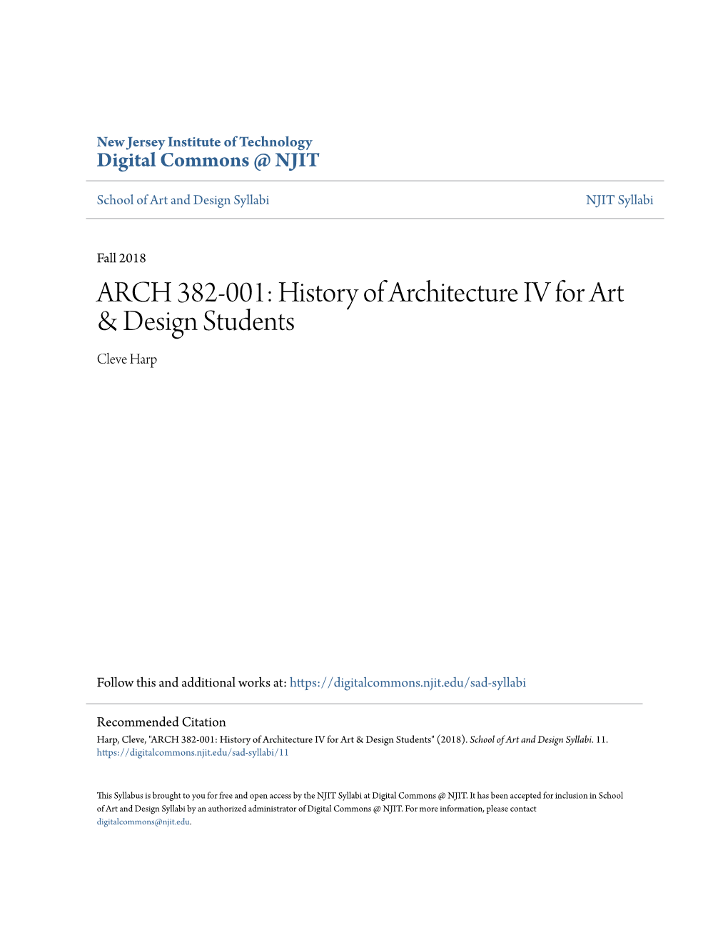 History of Architecture IV for Art & Design Students