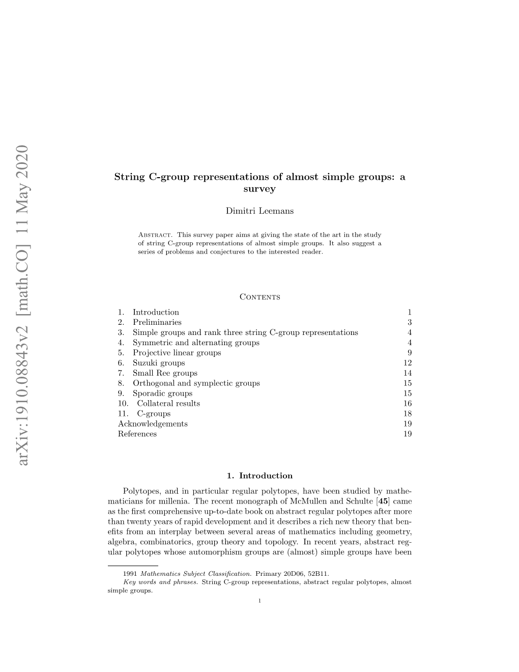 String C-Group Representations of Almost Simple Groups: a Survey