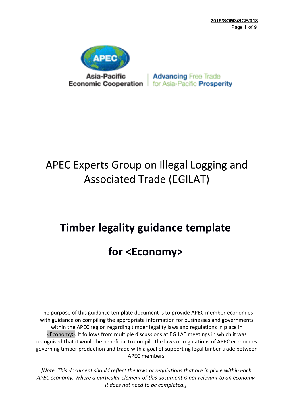 APEC Experts Group on Illegal Logging and Associated Trade (EGILAT)