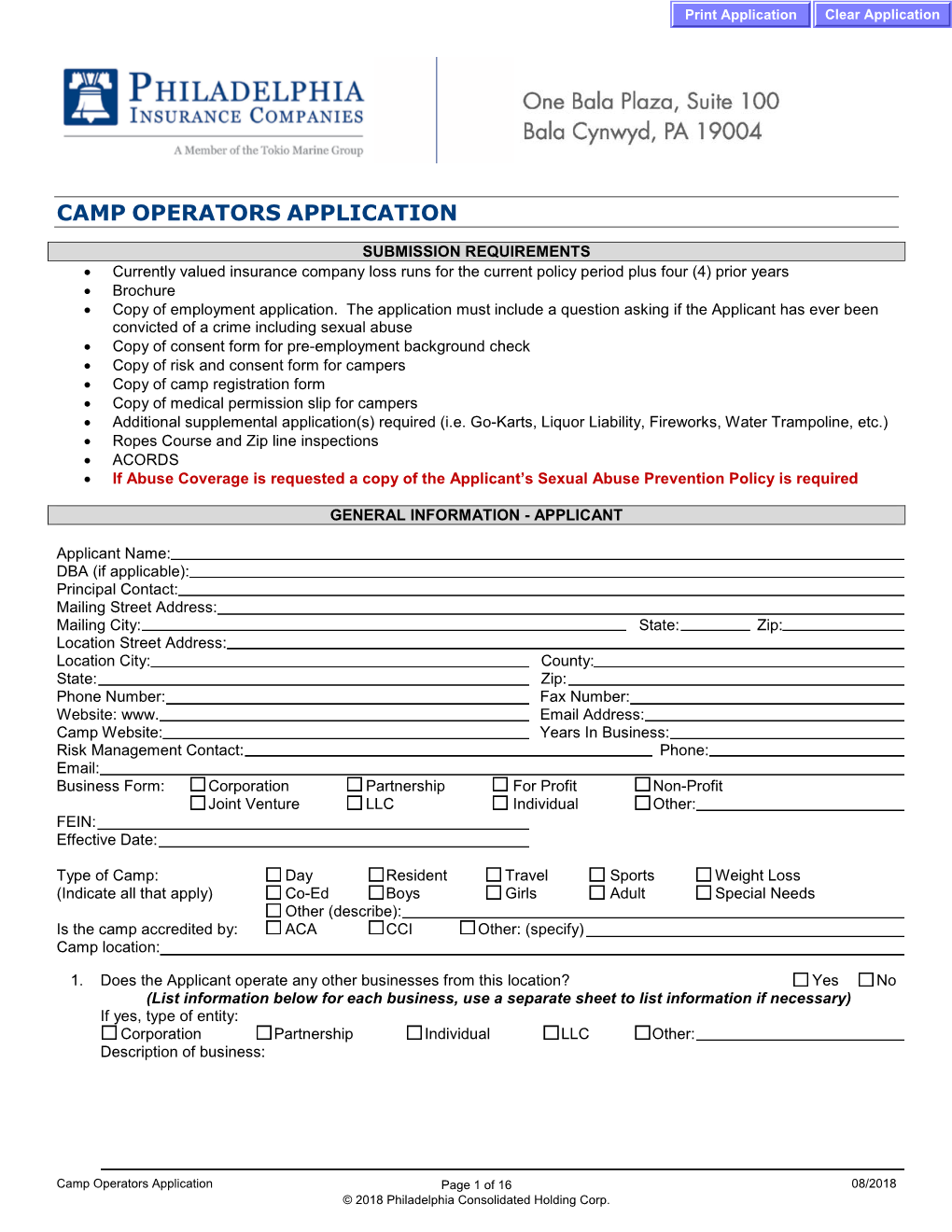 Camp Operators Applicationinternallink