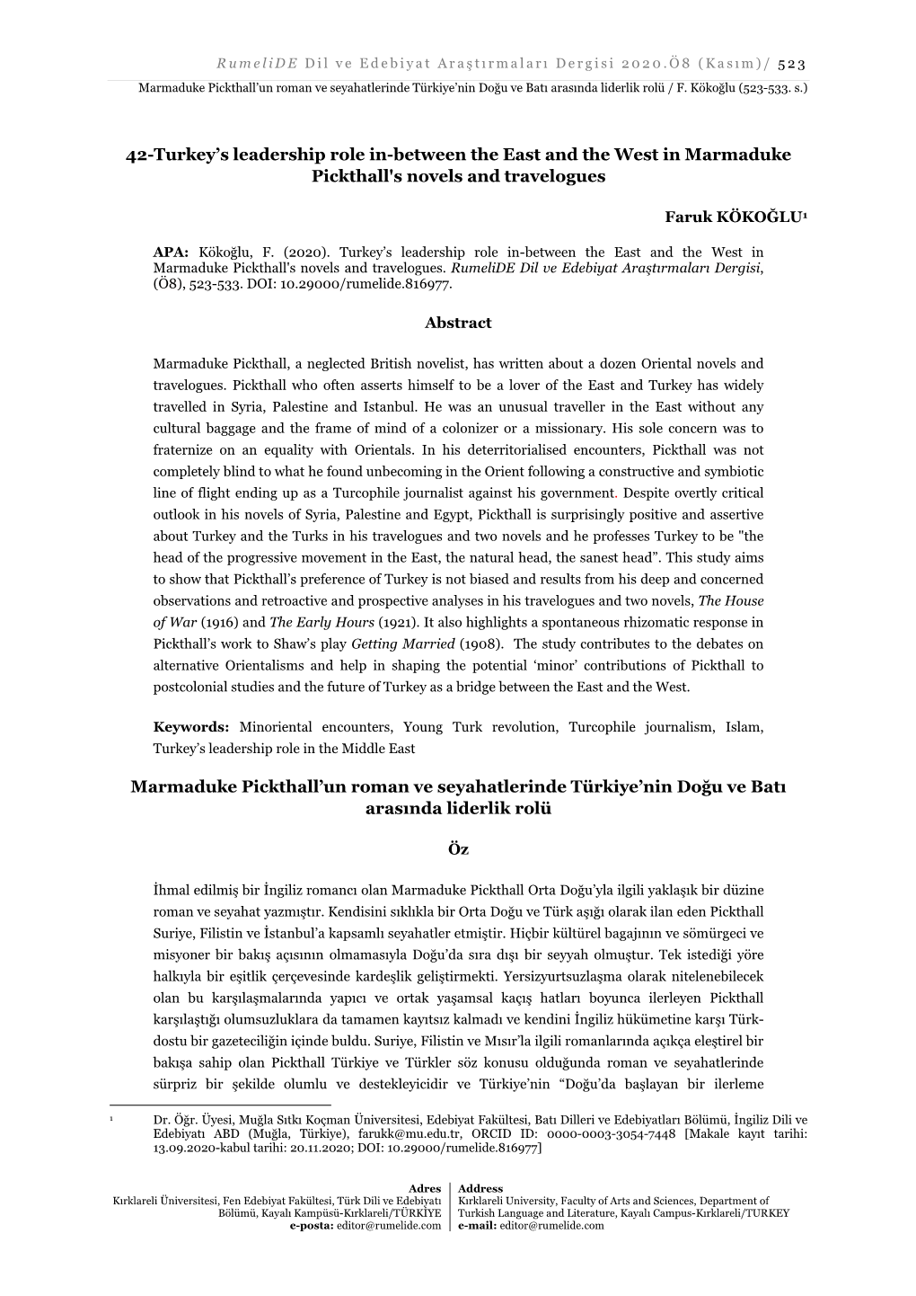 42-Turkey's Leadership Role In-Between the East and the West In