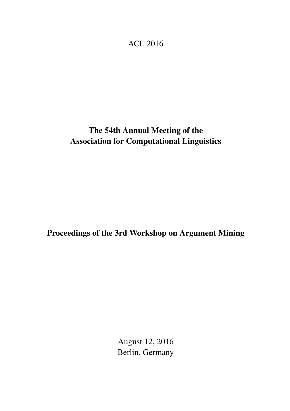 Proceedings of the 3Rd Workshop on Argument Mining