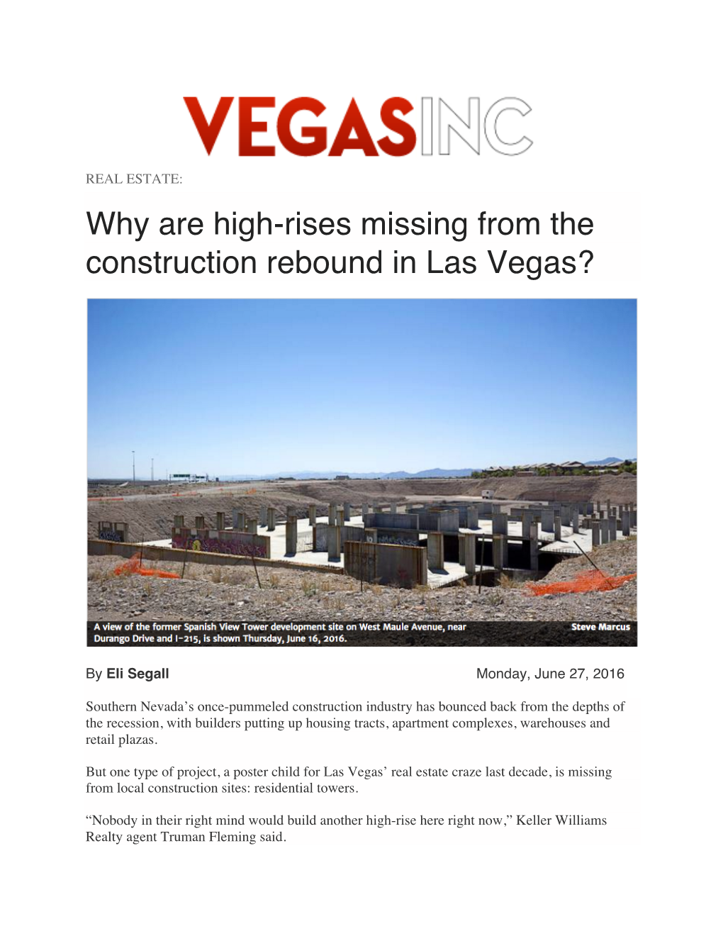 Why Are High-Rises Missing from the Construction Rebound in Las Vegas?