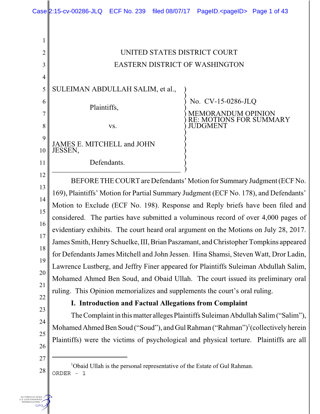 Case 2:15-Cv-00286-JLQ ECF No. 239 Filed 08/07/17 Pageid