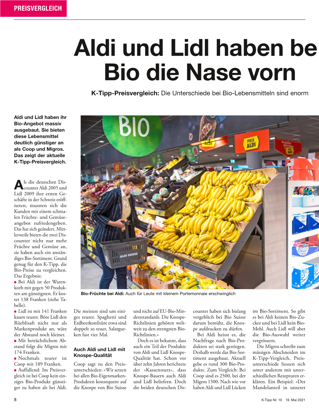 Aldi Und Lidl Haben Be I Bio Die Nase Vorn K-Tipp-Preisvergleich: Die Unterschiede Bei Bio-Lebensmitteln Sind Enorm