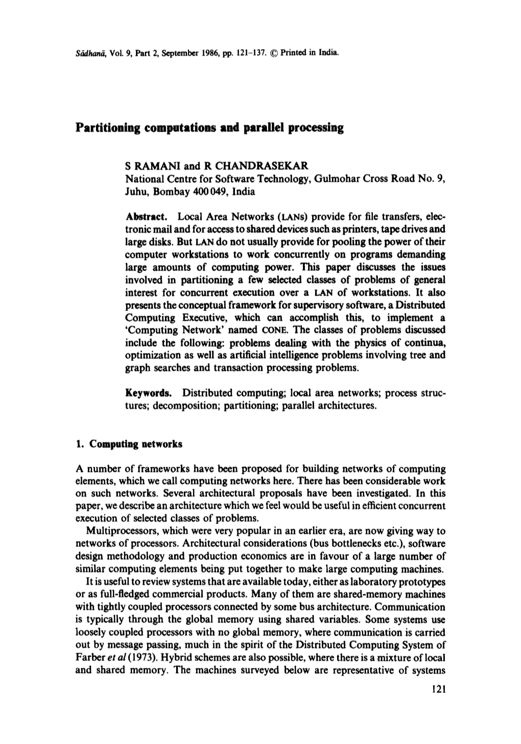 Partitioning Computations and Parallel Processing