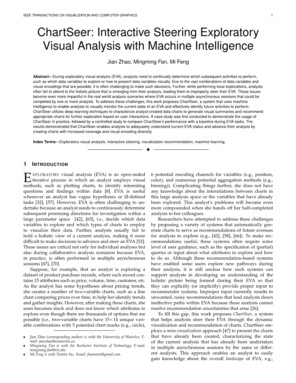 Chartseer: Interactive Steering Exploratory Visual Analysis with Machine Intelligence