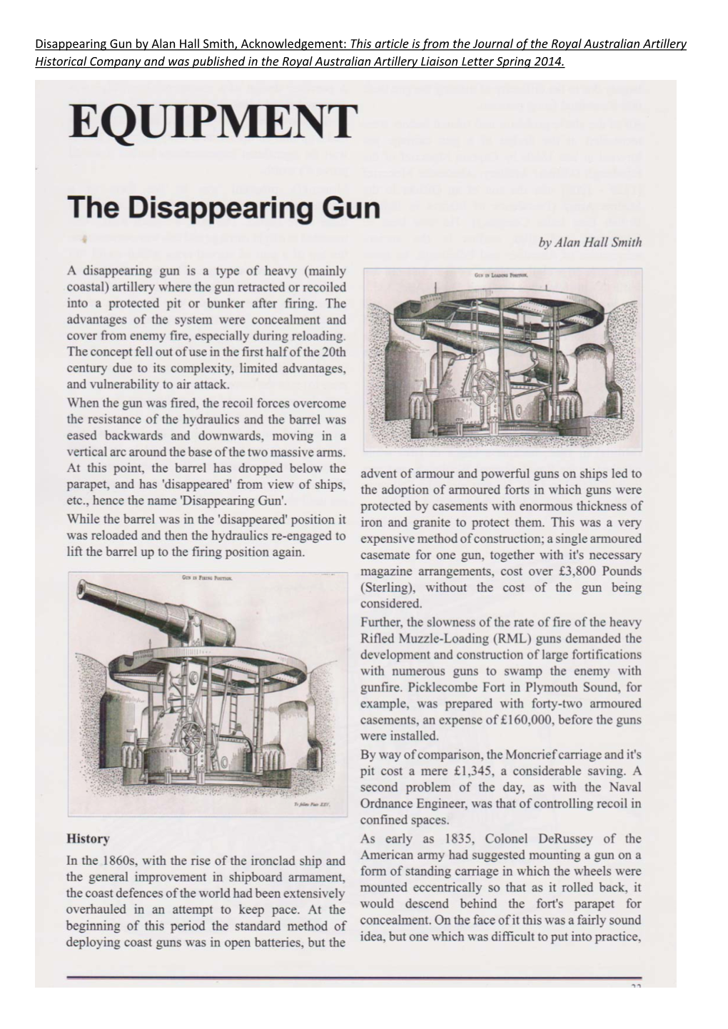 Disappearing Gun by Alan Hall Smith, Acknowledgement
