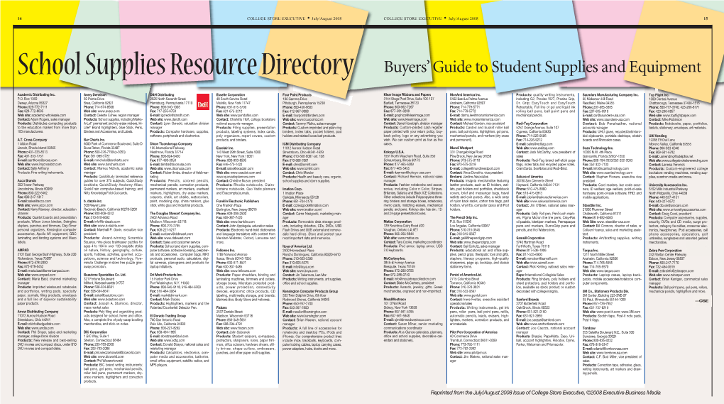 Buyers' Guide to Student Supplies and Equipment