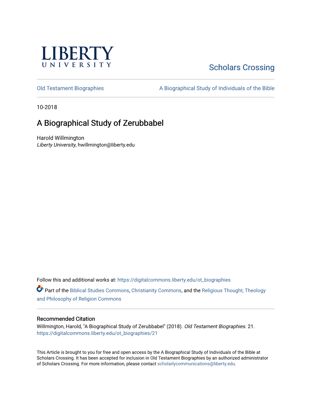 A Biographical Study of Zerubbabel