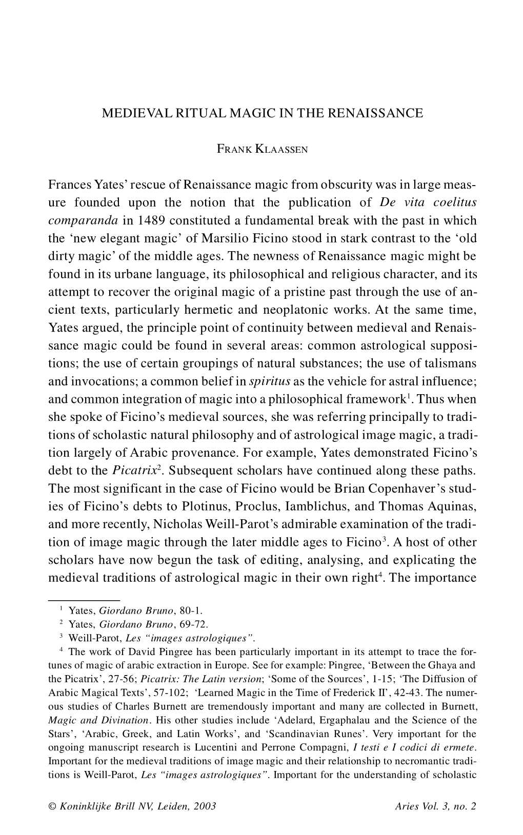 MEDIEVAL RITUAL MAGIC in the RENAISSANCE Frances