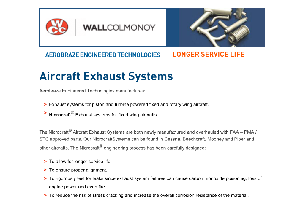 Aircraft Exhaust Systems: Nicrocraft - Aerobraze Engineered Technologies Page 1 of 2