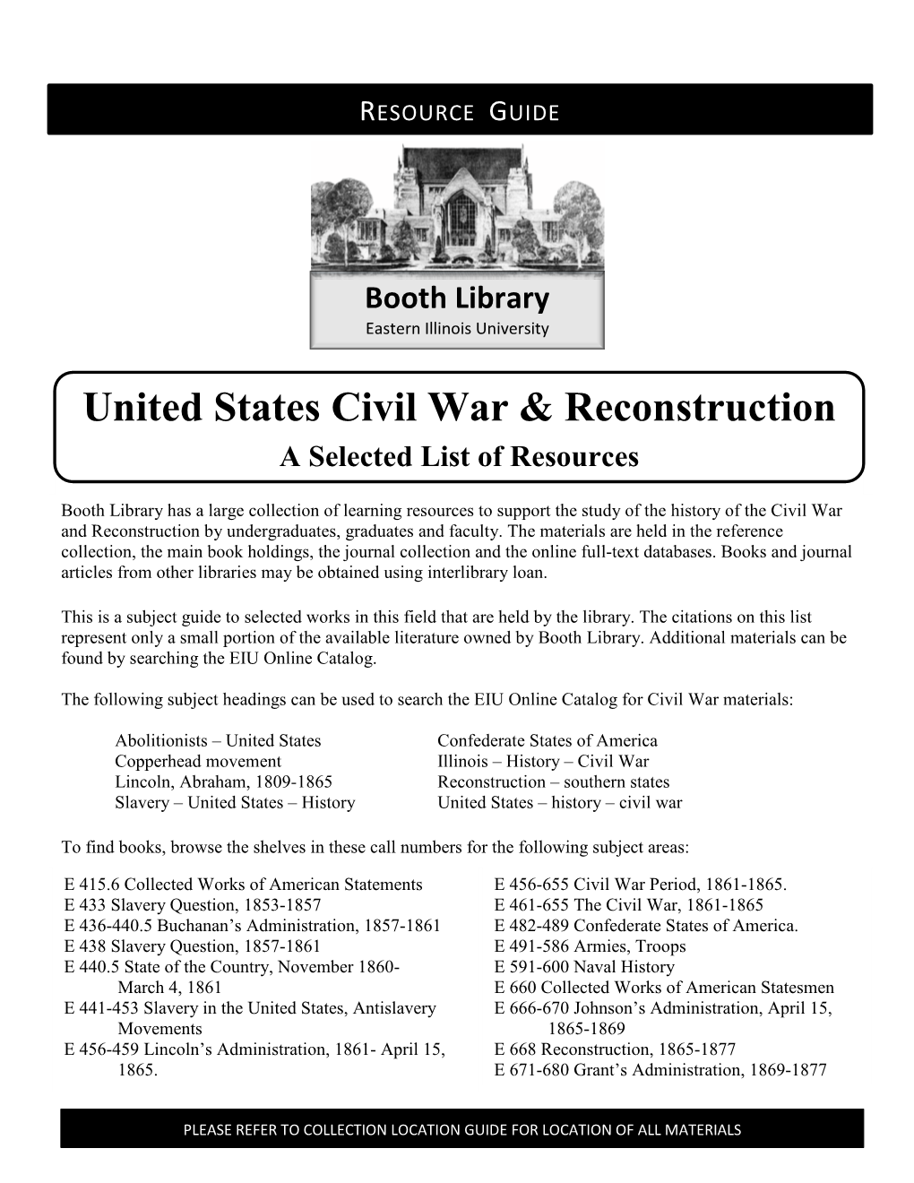 United States Civil War & Reconstruction