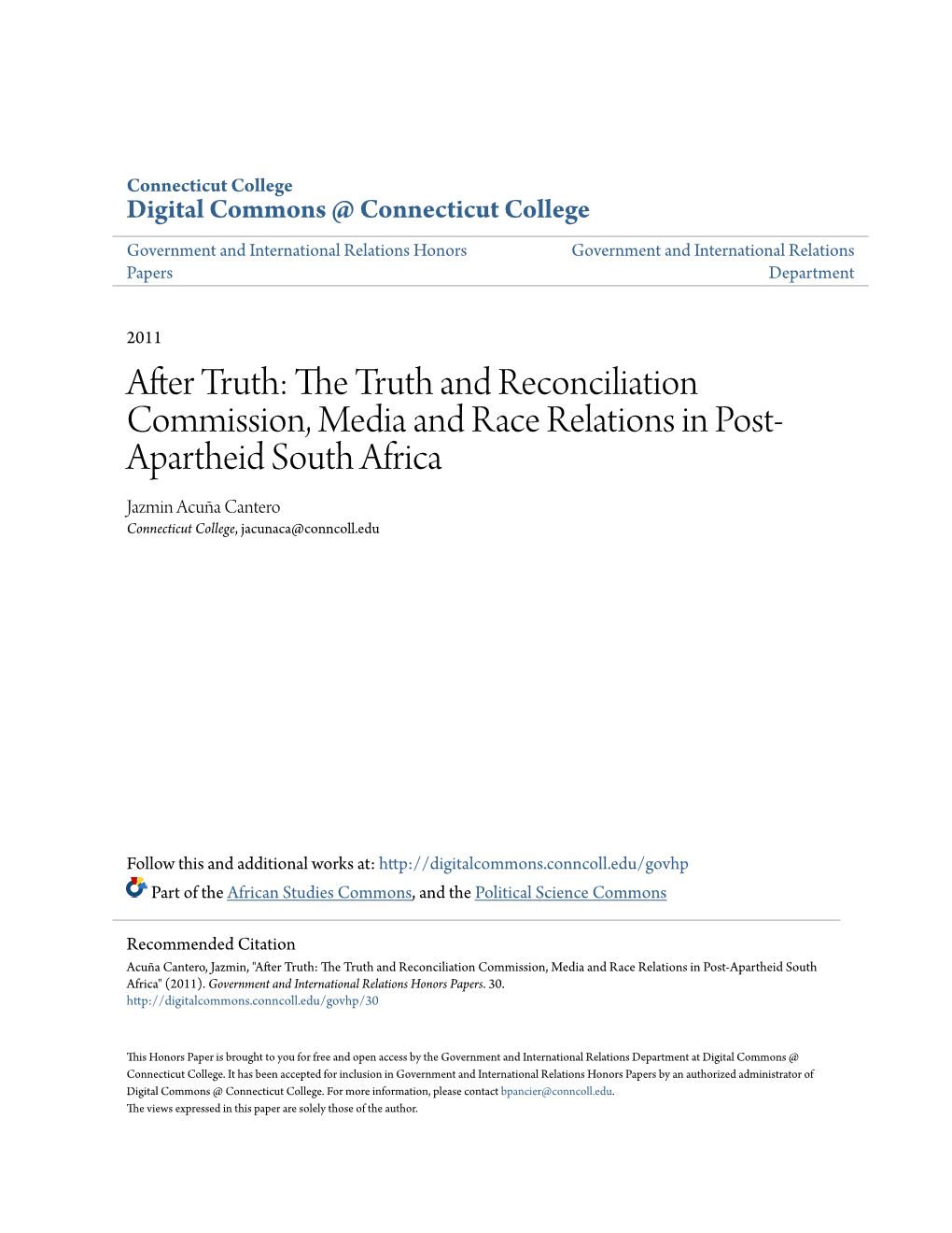 The Truth and Reconciliation Commission, Media and Race Relations in Post-Apartheid South Africa