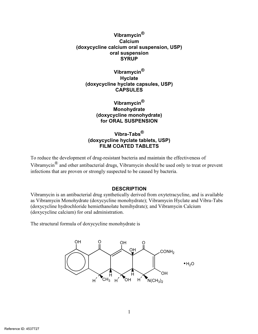 Doxycycline Hyclate Capsules, USP) CAPSULES