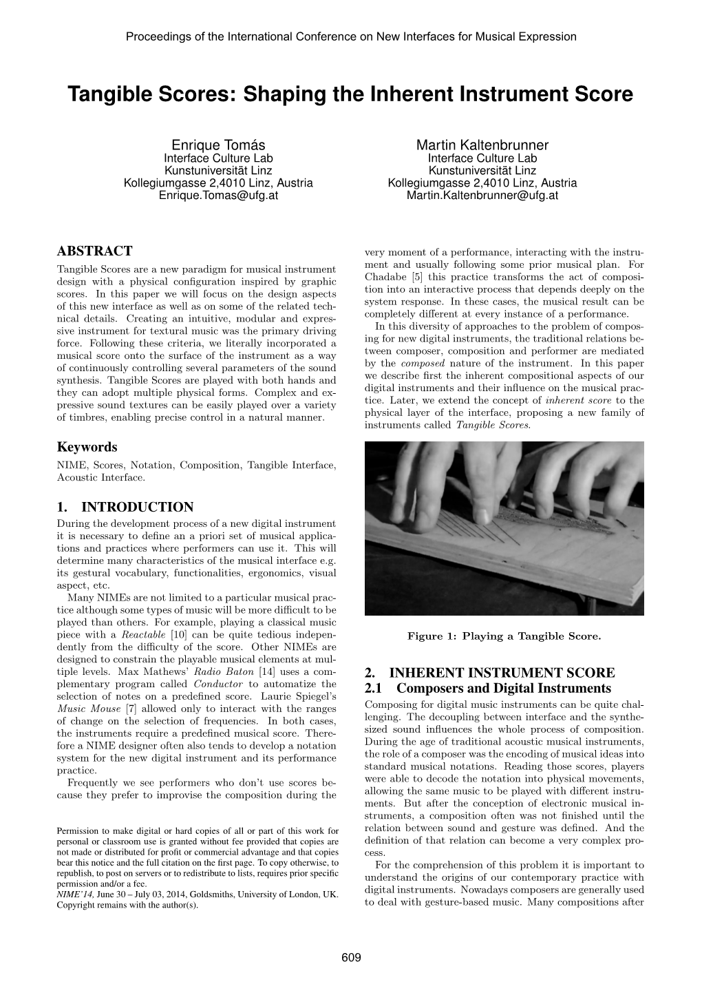 Tangible Scores: Shaping the Inherent Instrument Score