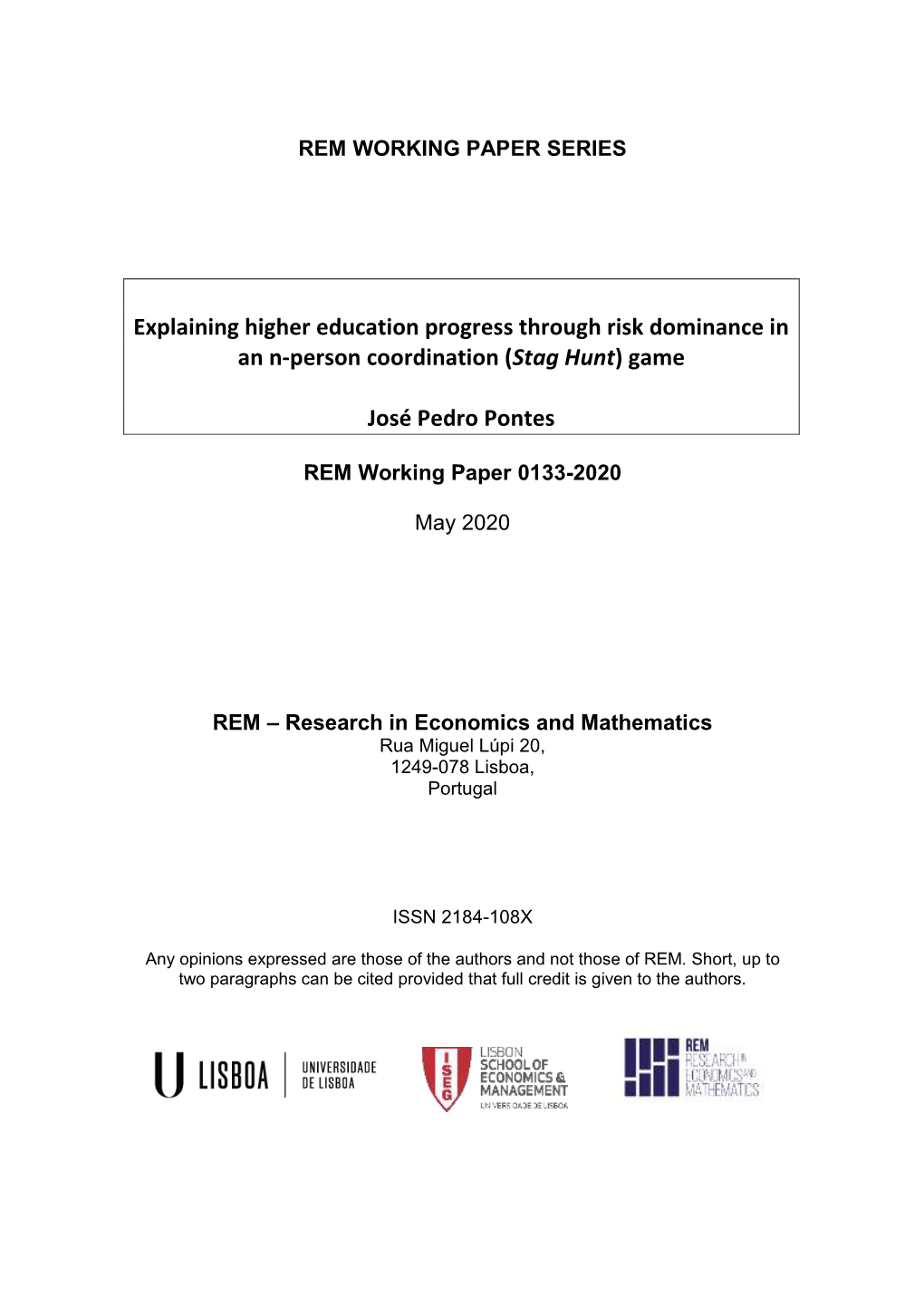 Explaining Higher Education Progress Through Risk Dominance in an N-Person Coordination (Stag Hunt) Game