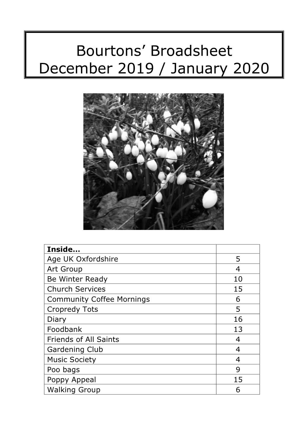 Bourtons' Broadsheet December 2019 / January 2020