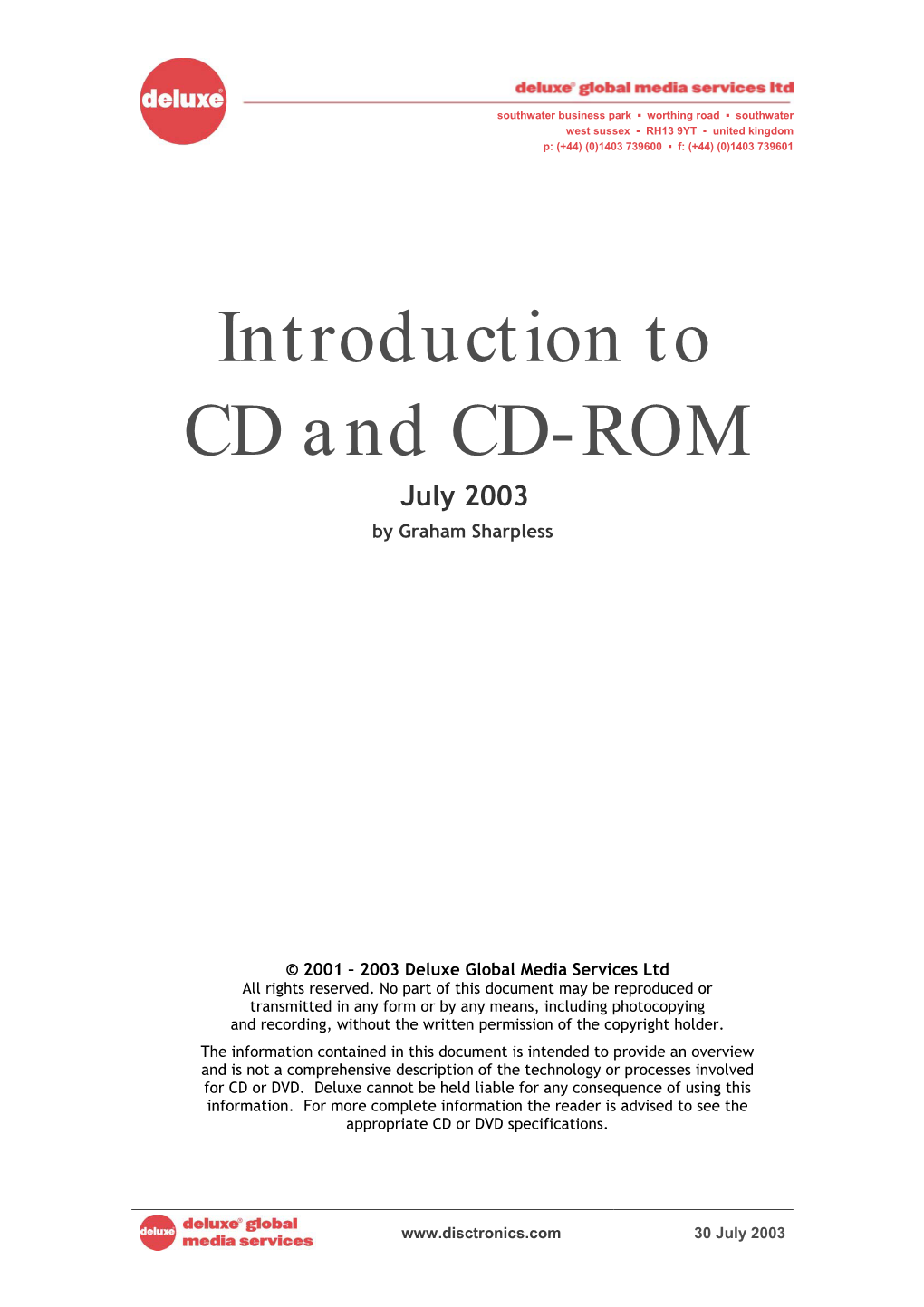 Introduction to CD & CD-ROM