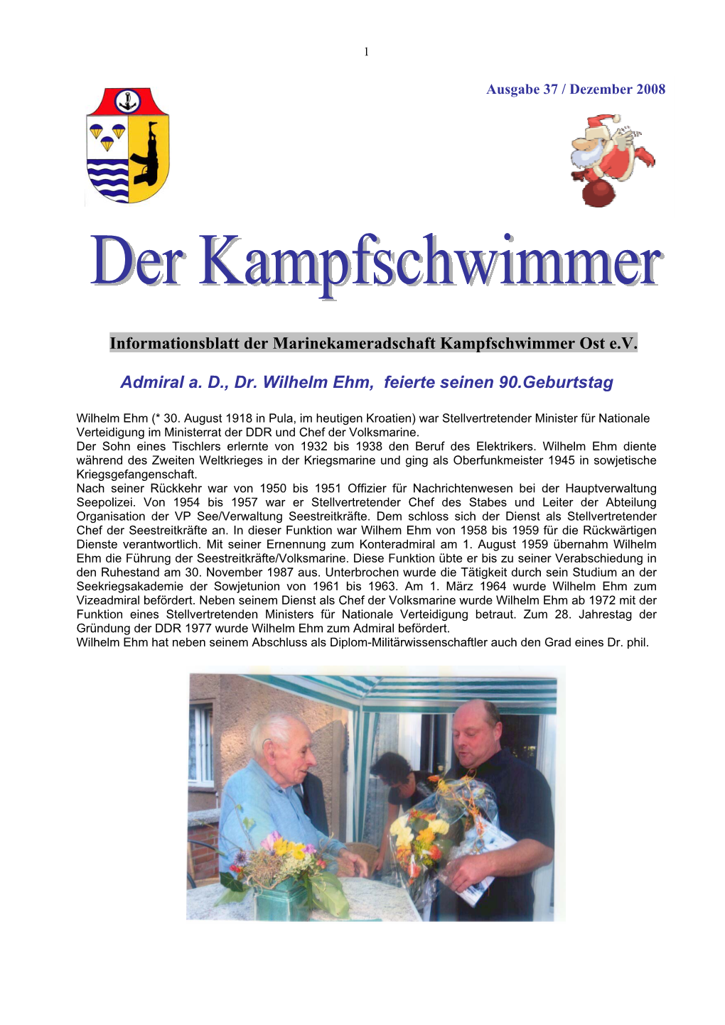 Informationsblatt Der Marinekameradschaft Kampfschwimmer Ost E.V