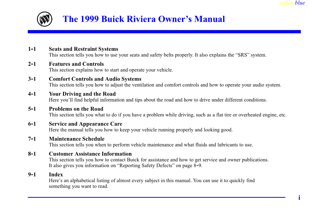1999 Buick Riviera Owner's Manual