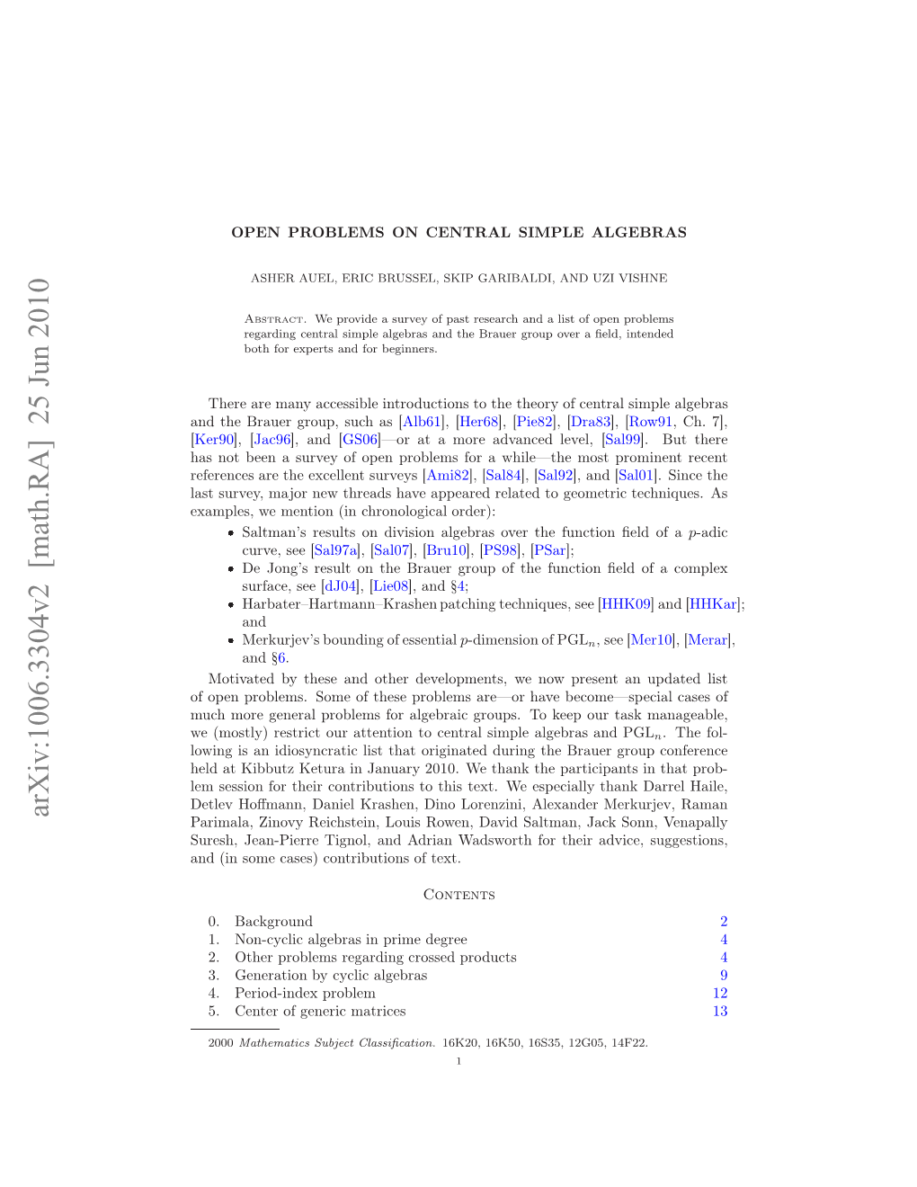 Open Problems on Central Simple Algebras 3