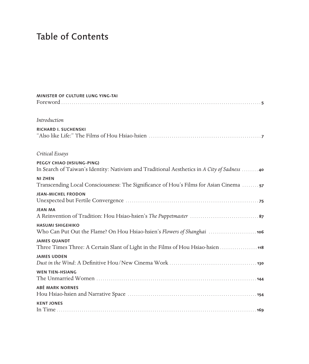 Table of Contents